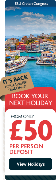 EBU Cretan Congress - It's Back! - Book your next holiday from only £50 deposit per person - View holidays'